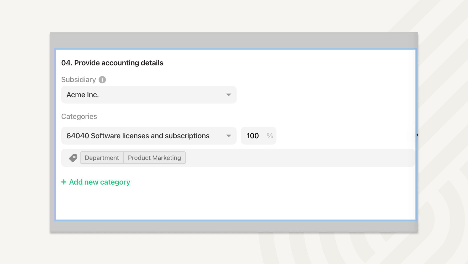 Airbase auto-populates GL tags and spend categories