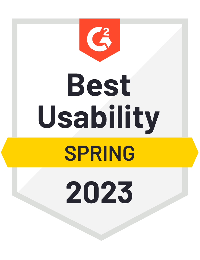 G2 Best Usability Spring 2023 badge