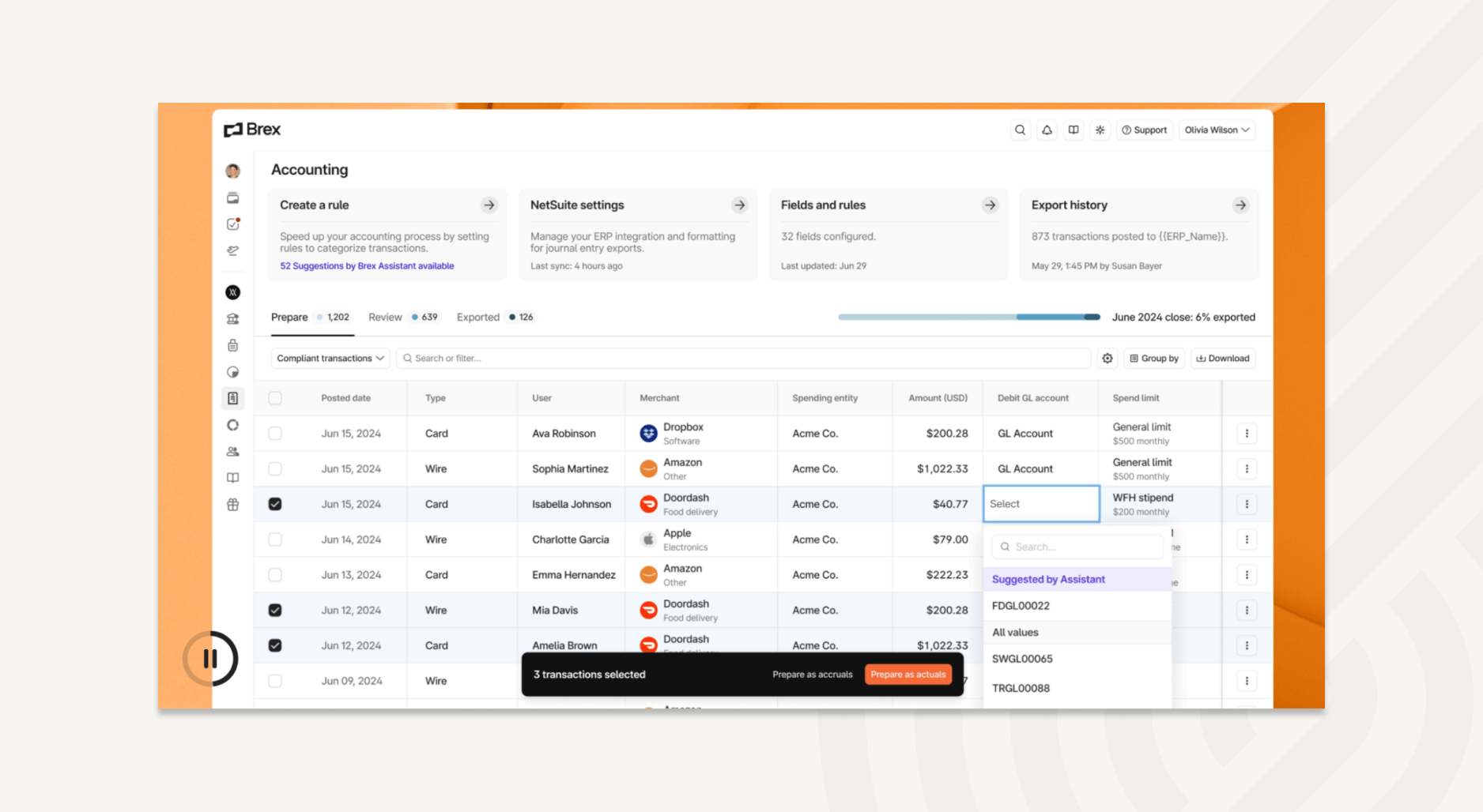 AI-powered recommendations for GL coding and merchant mapping