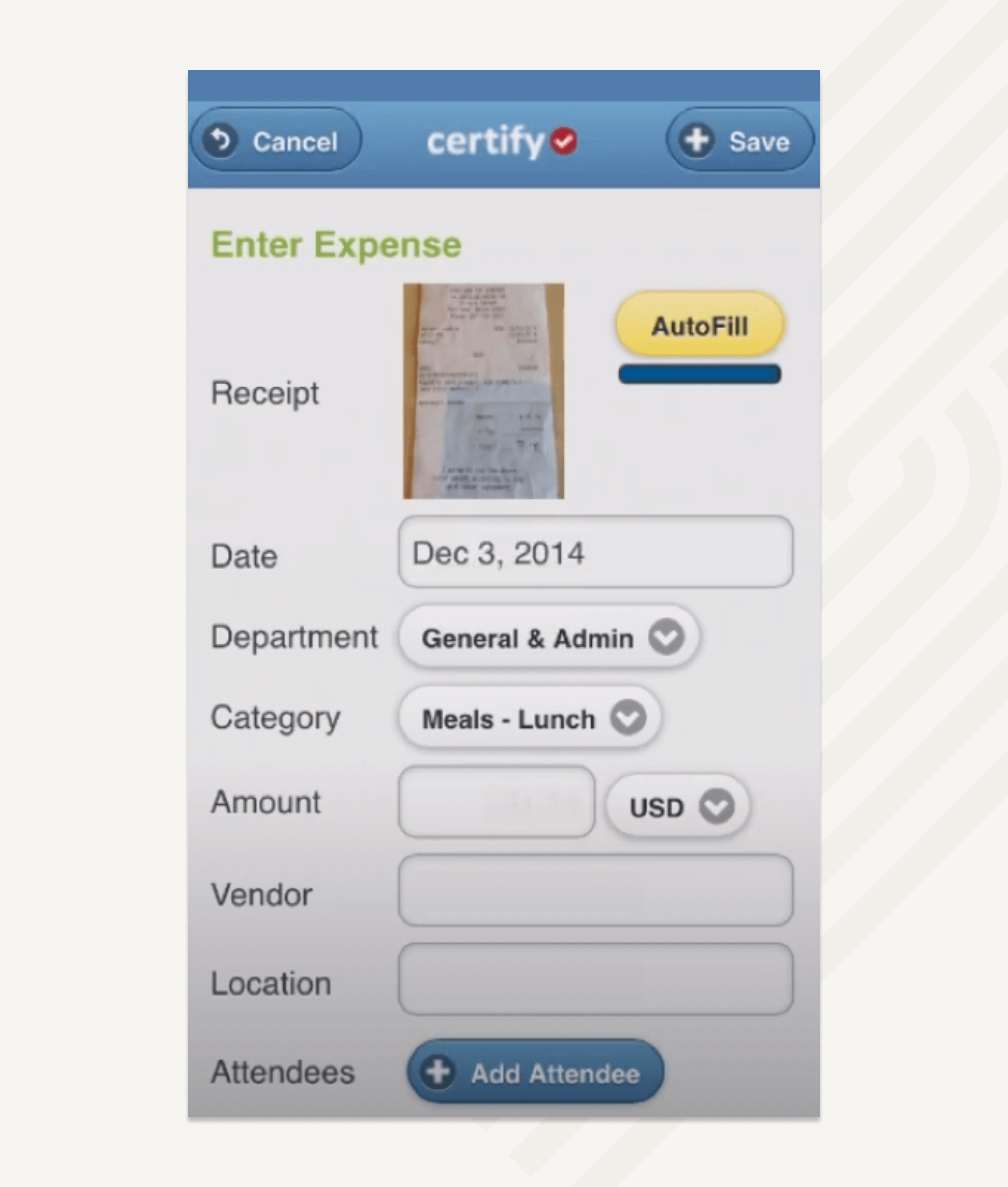 Certify auto-fills expense details from scanned receipts