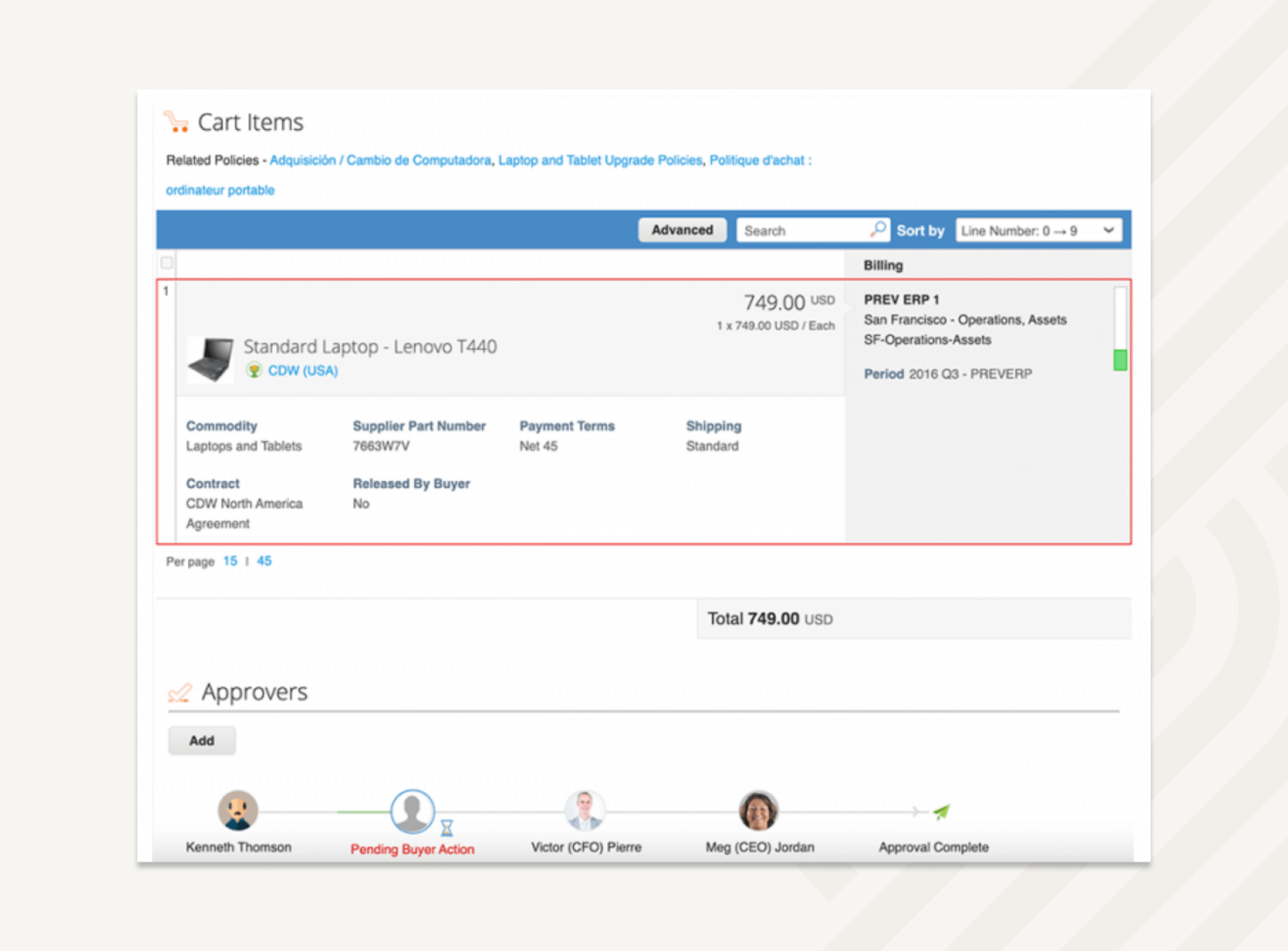 Purchase policies are embedded into the buying process