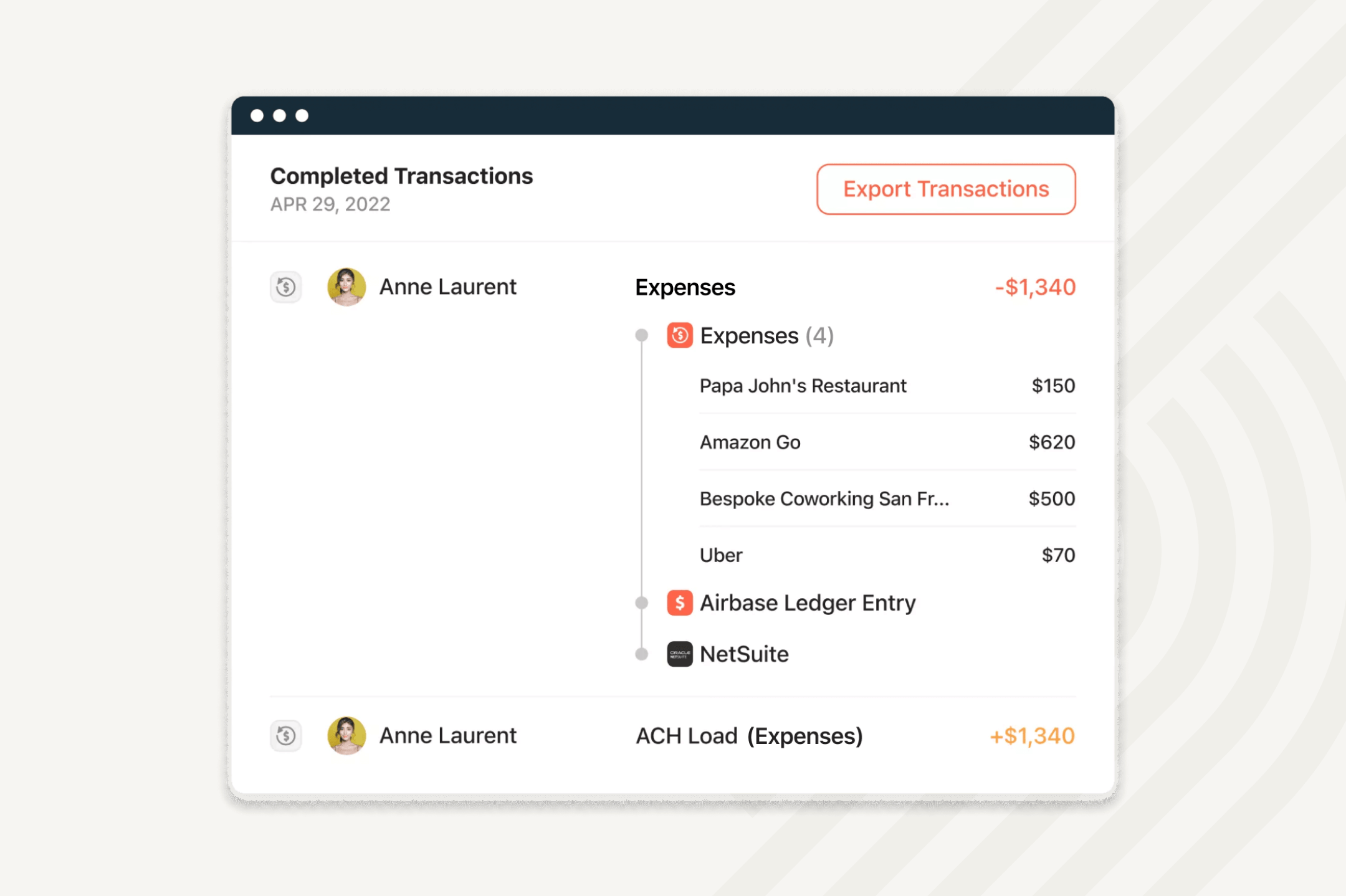 Expense transactions report
