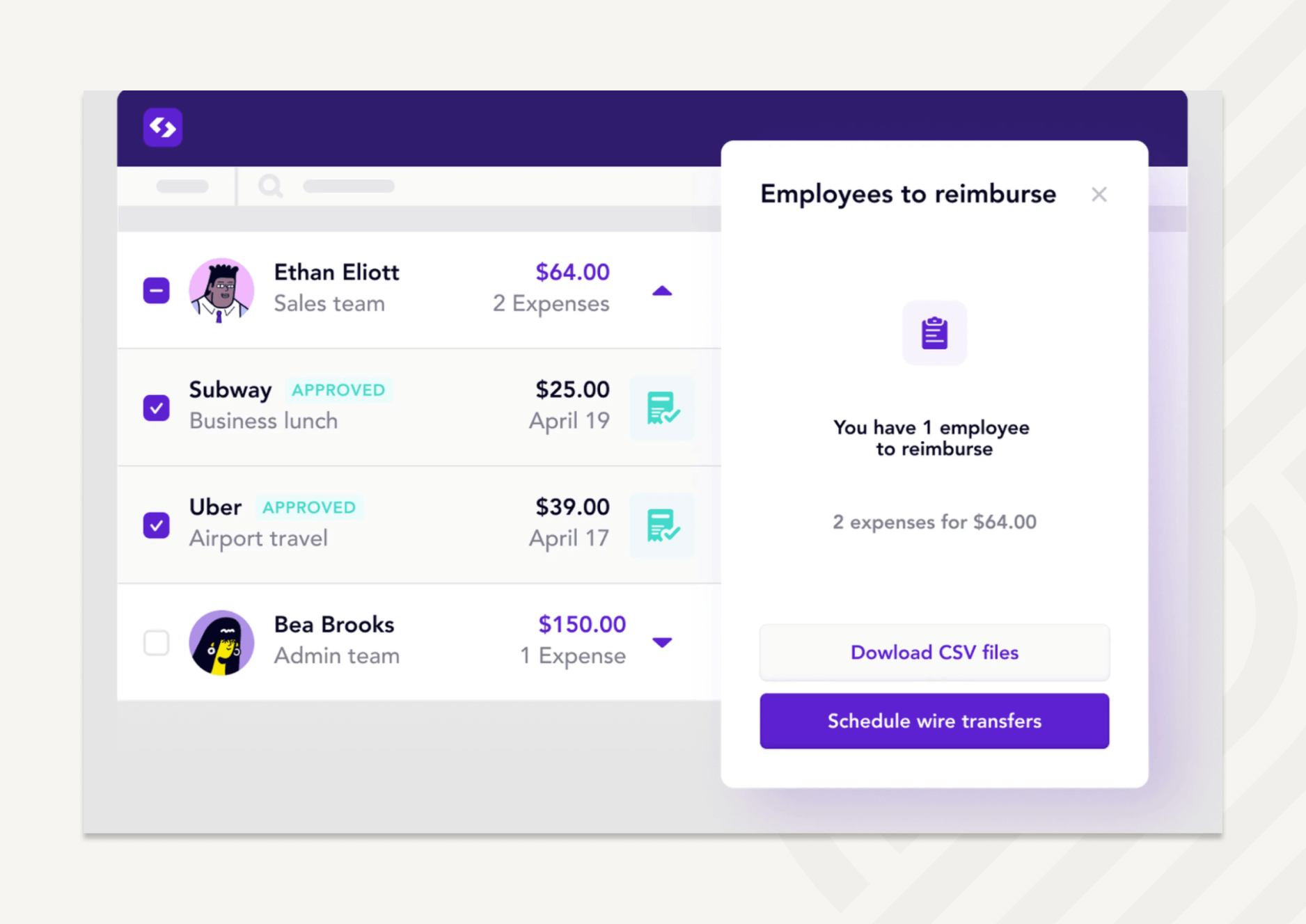 Reimbursement can be triggered from Spendesk Wallet