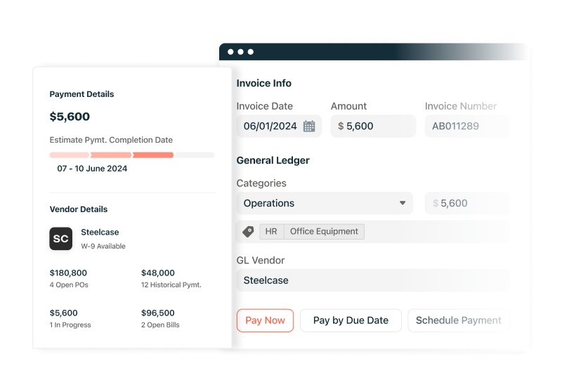 Airbase supports payment tracking and schedules, unpaid/upcoming bills, recurring payments, payments from multiple bank accounts, auto-loading of wallet, and more.