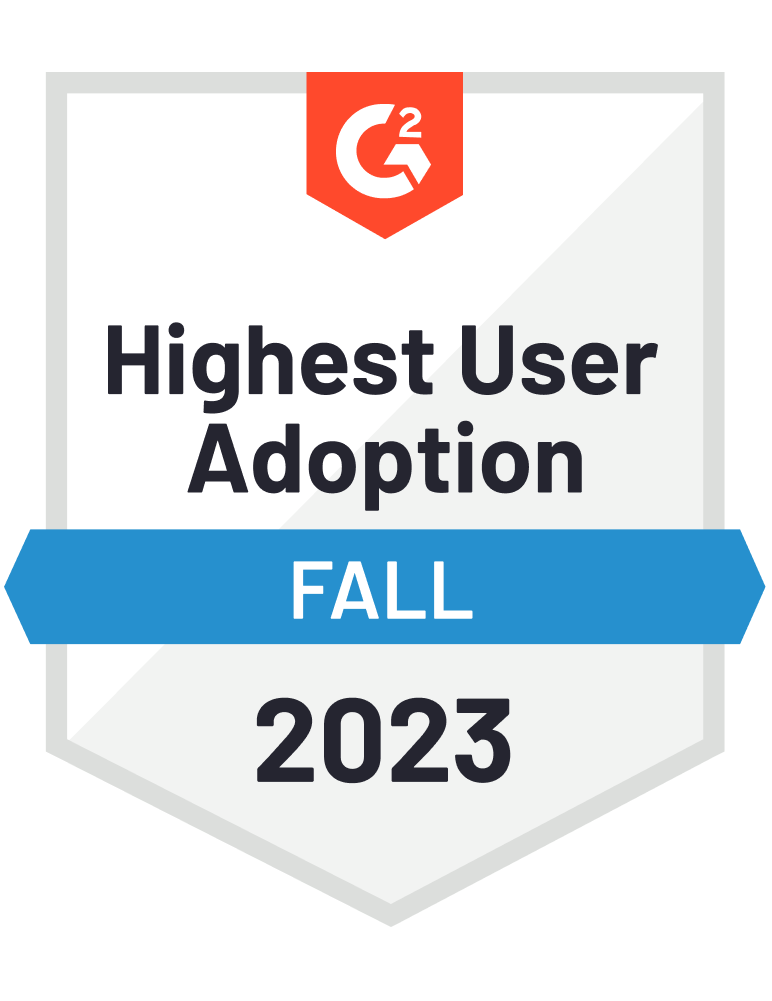 G2 Badge - Highest User Adoption Fall 2023