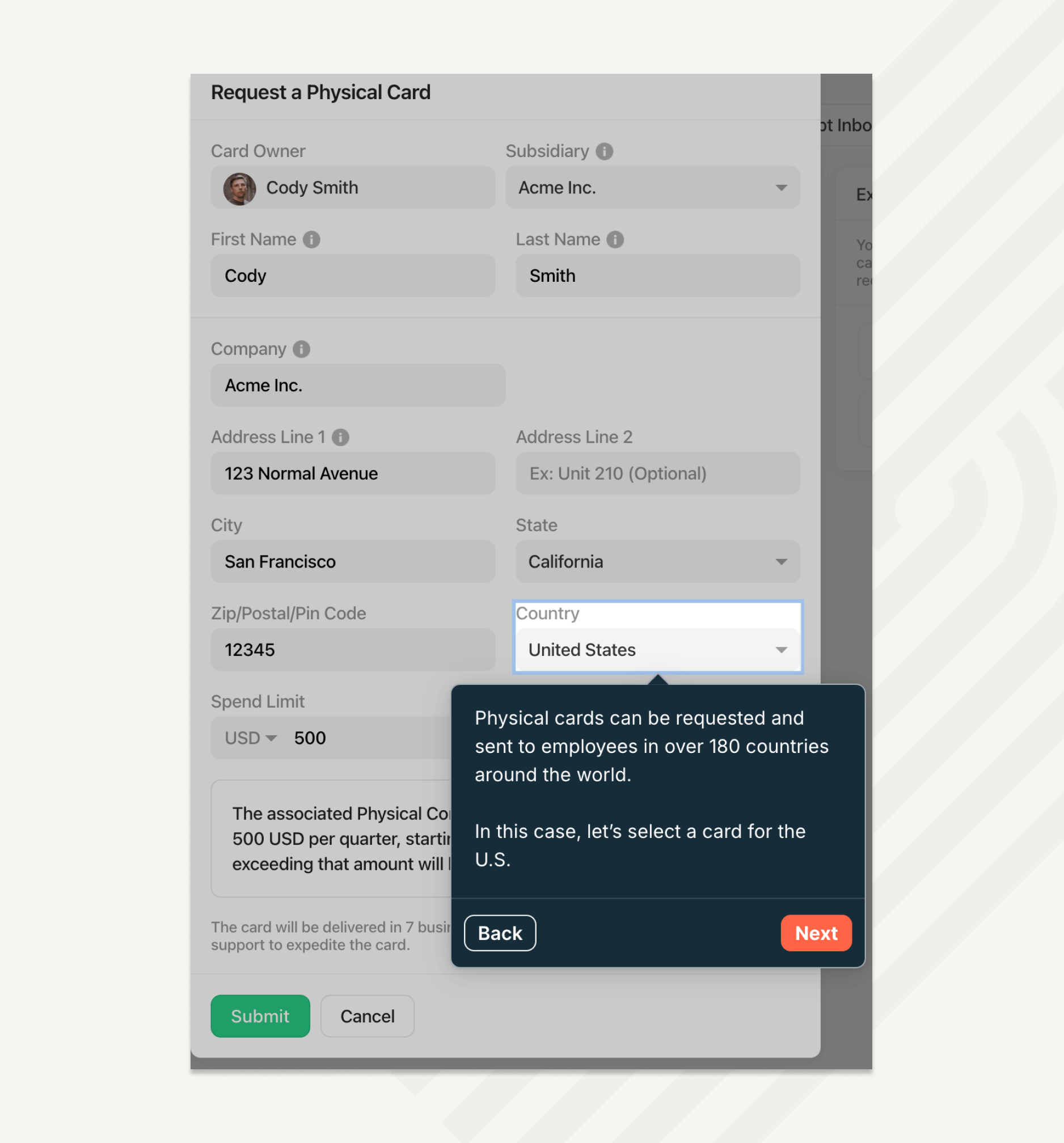Physical cards can be issued to employees in 180+ countries