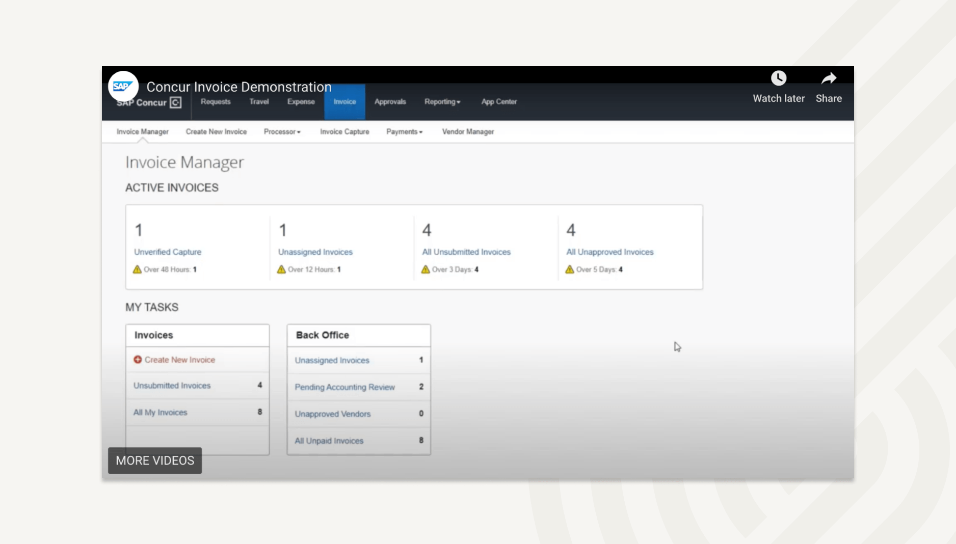 Invoice Manager gives an overview of invoices and approval status