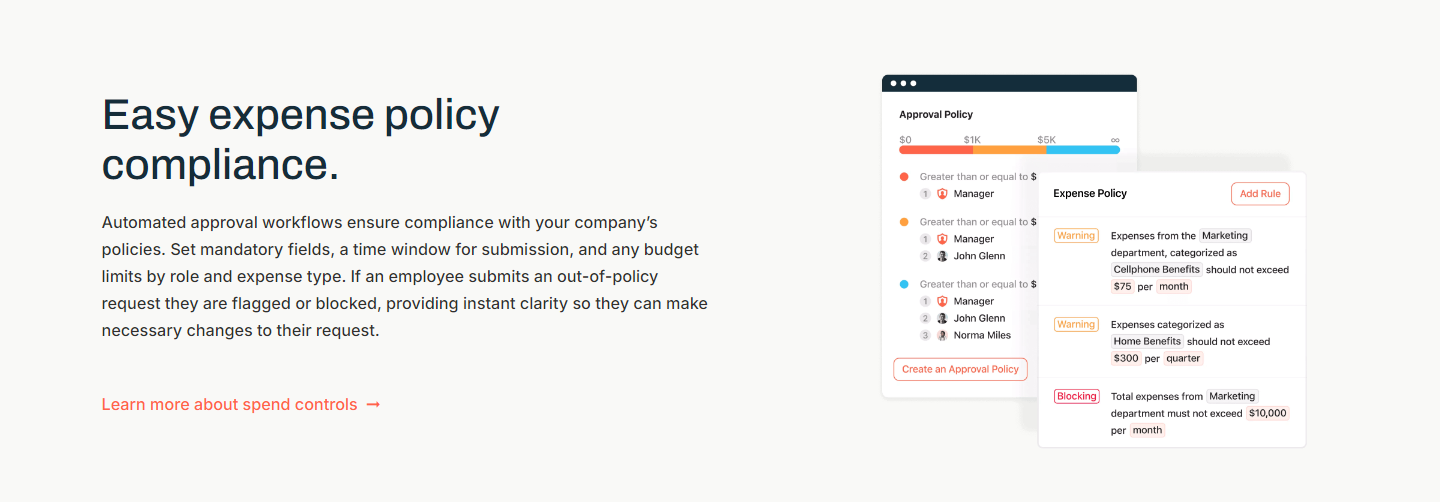 Easy expense policy compliance