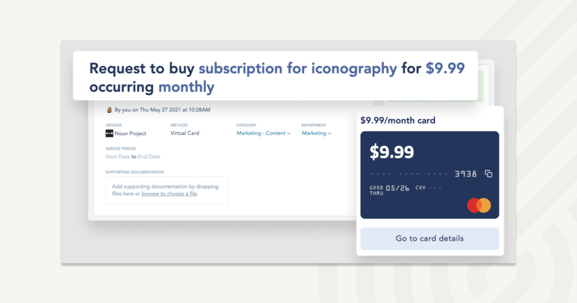 Teampay - Teampay generates a virtual card for approved purchases