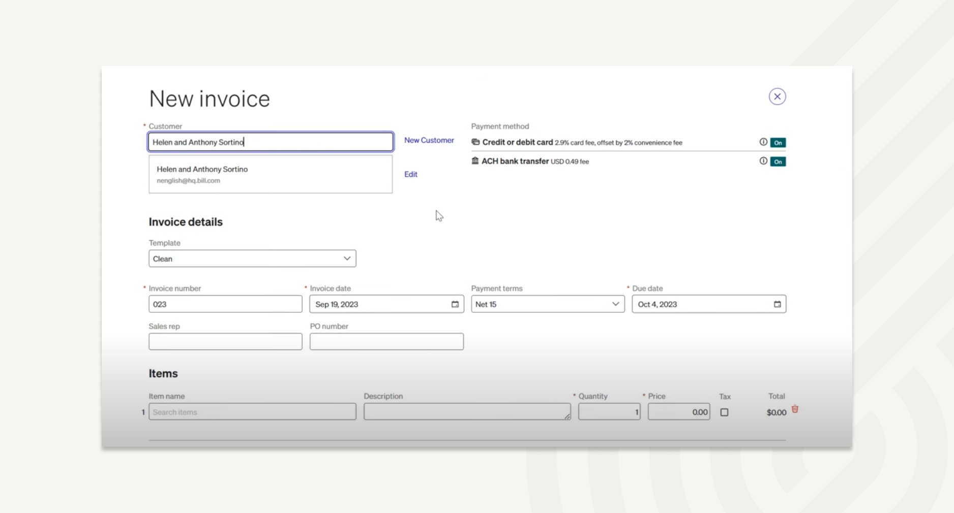 Templates make it easy to create a new invoice