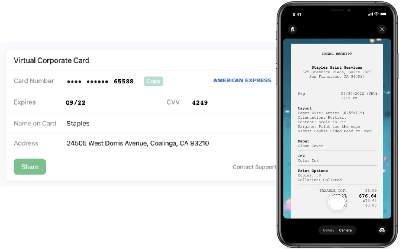 Screenshot of receipt capture