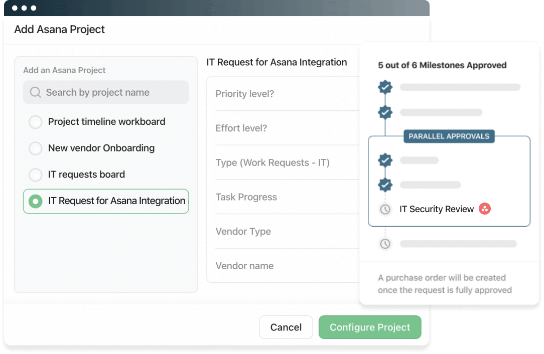 Screenshot of Asana integration