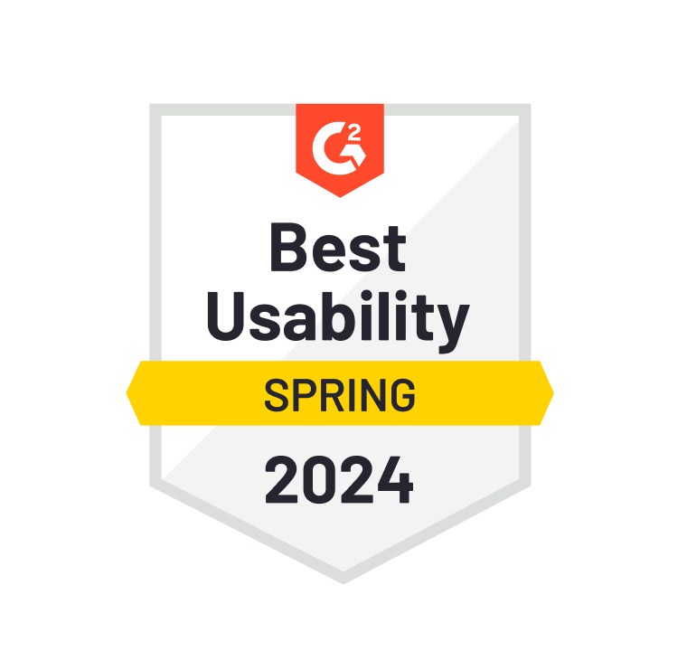 G2 Badge: Best Usability Spring 2024