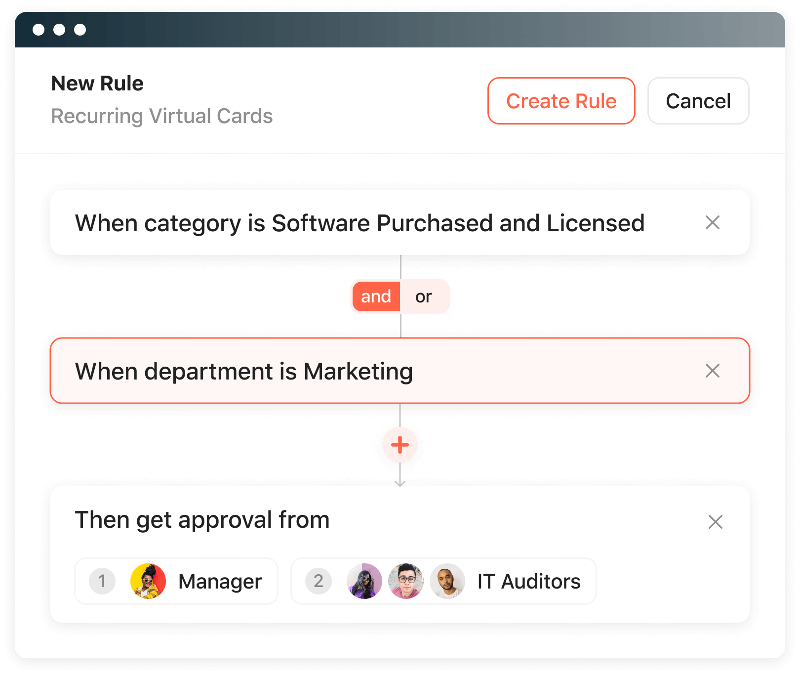 Screenshot of new rule creation
