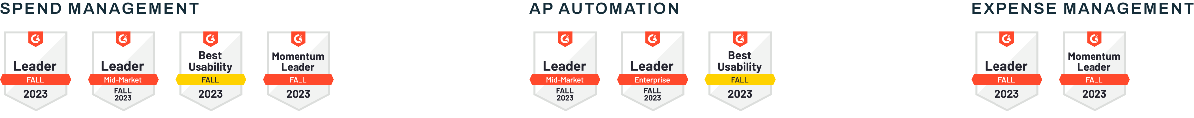 G2 Badges for Spend Management, AP Automation, and Expense Management