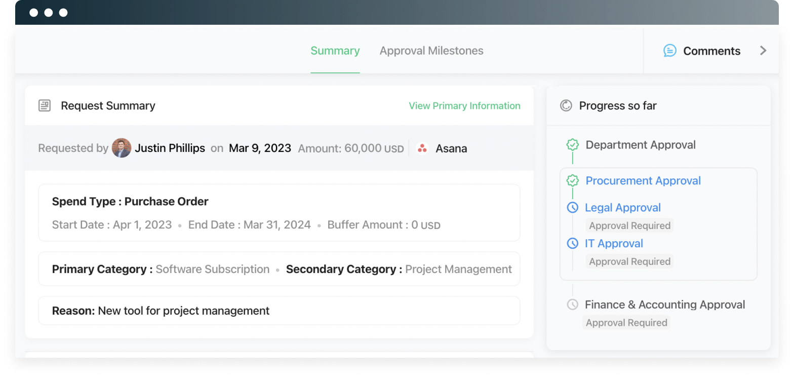 Screenshot of guided procurement for employees