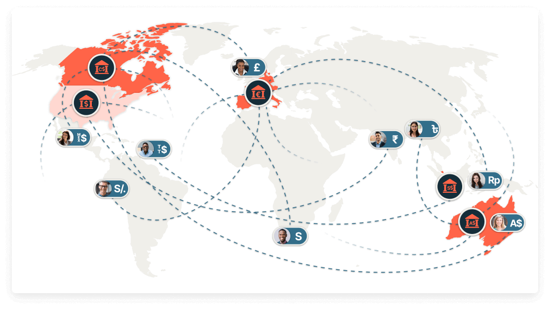 Map showing international reimbursements to different countries.