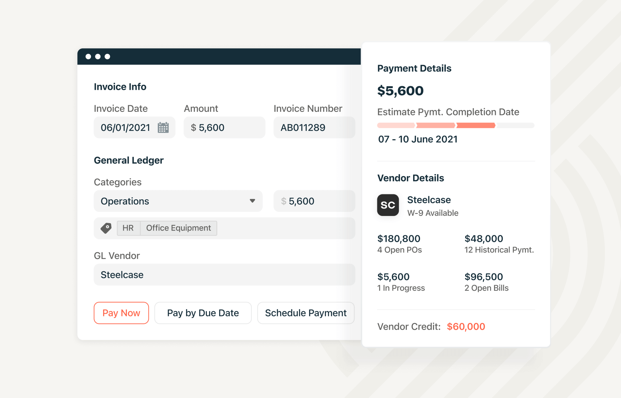 invoice info and payment details