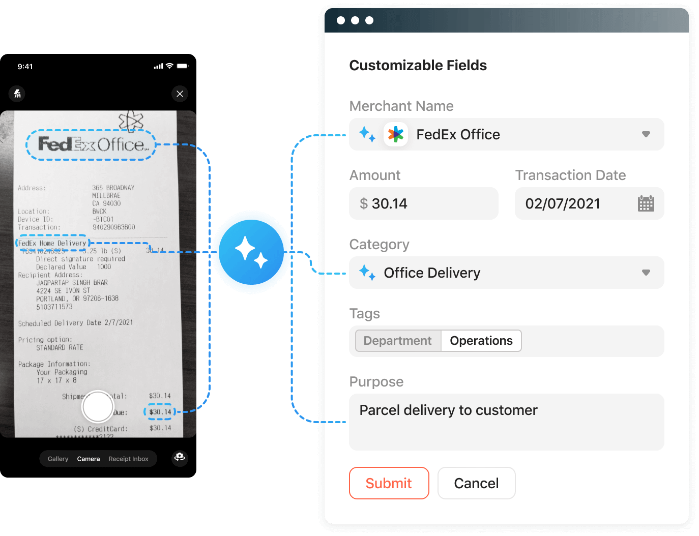 Screenshot of OCR and AI autofill