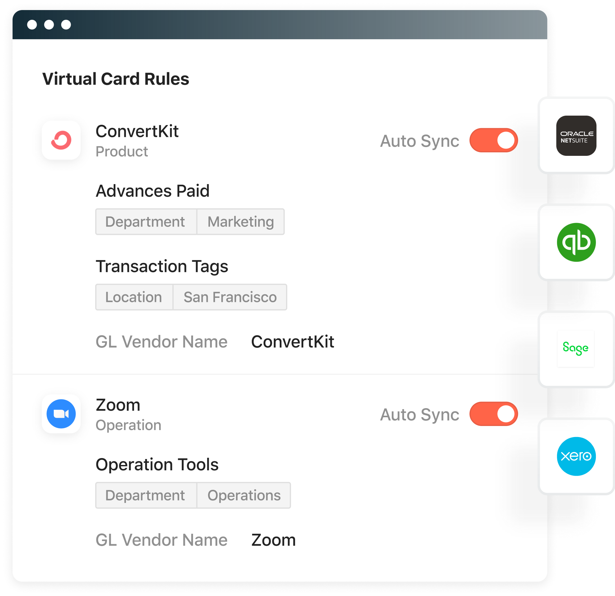 Transactions automatically synced to GL